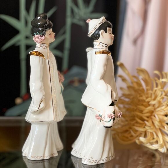 ♥️ Vintage Mid Century Florence Ceramics California Figurine Couple 8”T 3”W - Picture 7 of 15